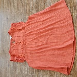 Junior L Tank Top Orange Bright Soft Peasant Top